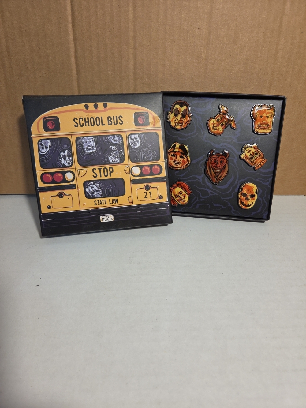 Loot Crate Yellow & Black School Bus Halloween Loot Fright Pins